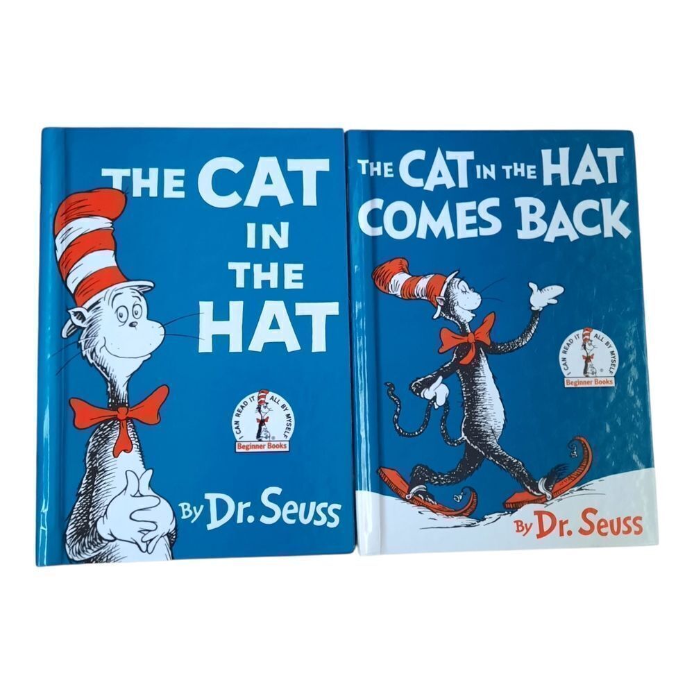 Dr. Seuss Blue and Red Cat in the Hat Book Pair